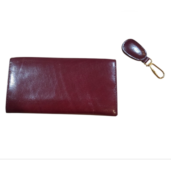 Lee Sands - Genuine Water Buffalo Leather Quality Burgundy Wallet w/Key Chain - Picture 4 of 13